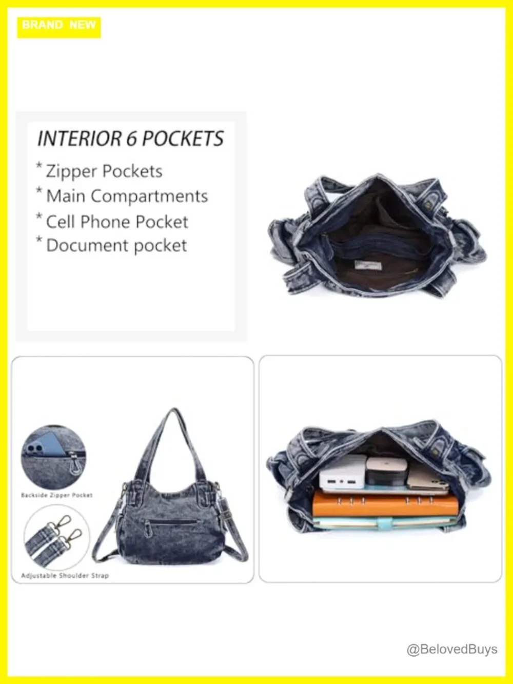 Washed PU Leather Double Zipper Multi Pocket Hobo Crossbody Bag